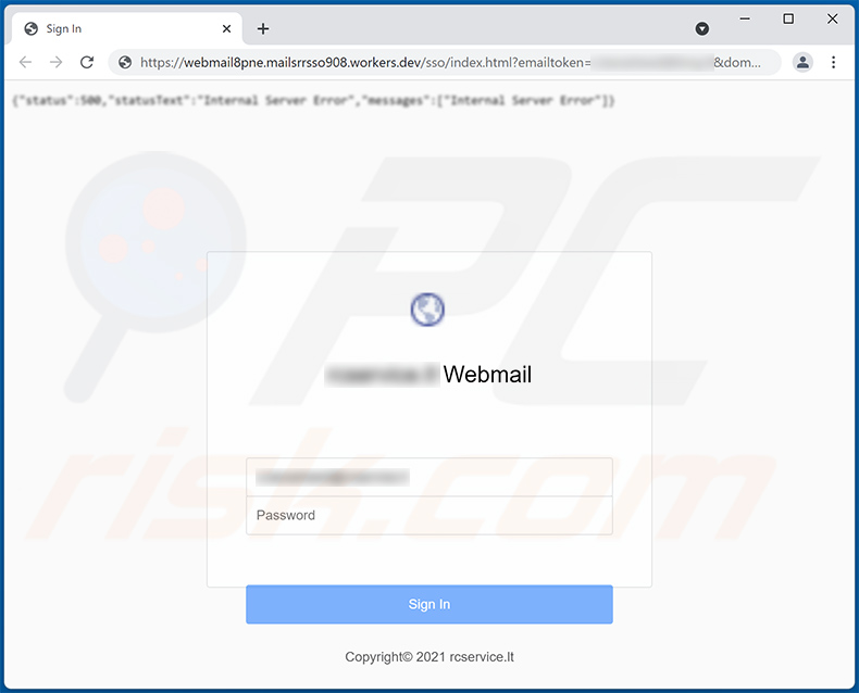 Site de phishing promovido através de spam com tema pending email