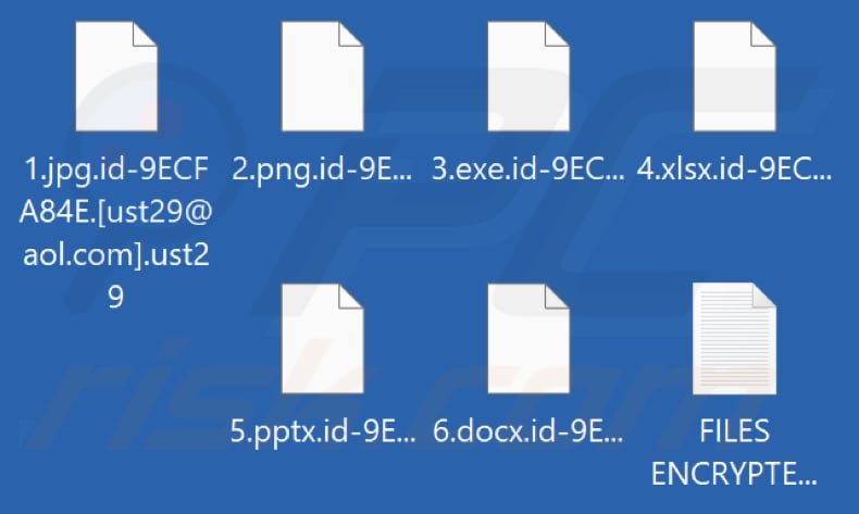 Ficheiros encriptados pelo ransomware Ust29 (extensão .ust29)