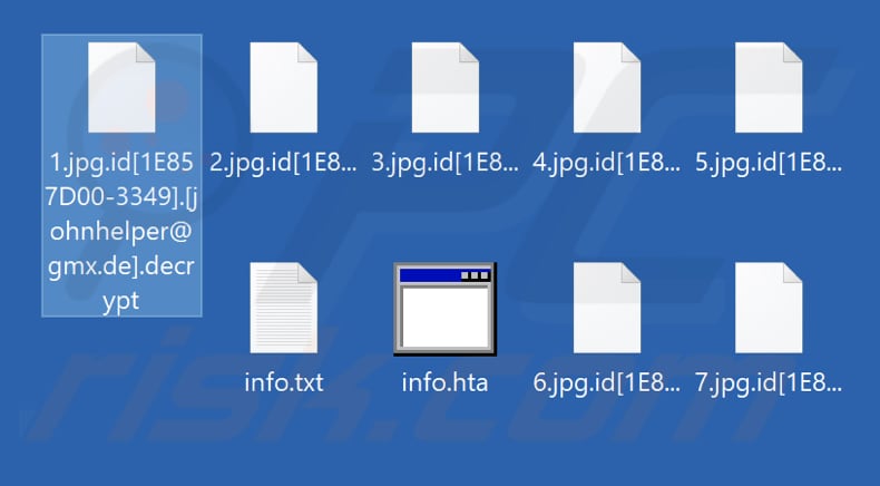 Ficheiros encriptados pelo ransomware Decrypt (extensão .decrypt)