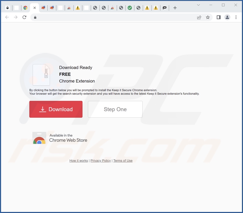 Website utilizado para promover o sequestrador do navegador Keep Secure Search