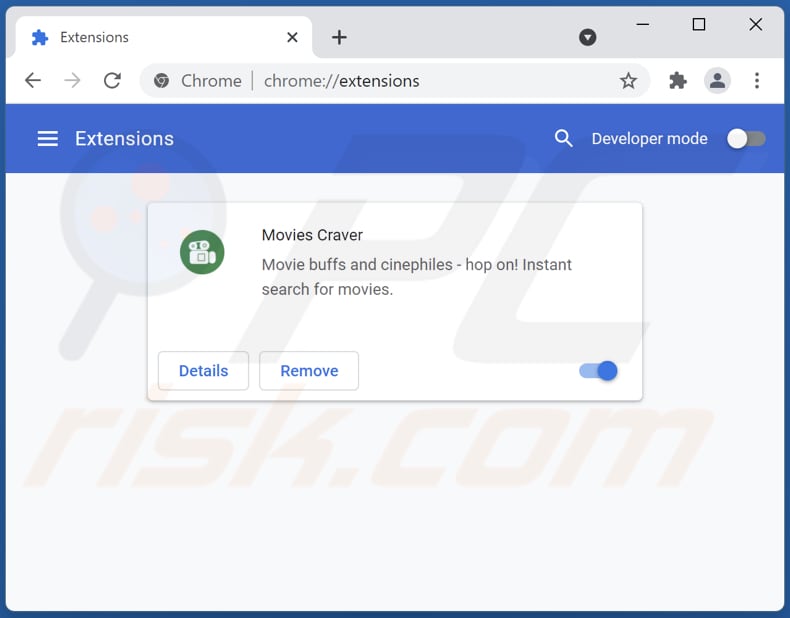 Remoção do adware Craver Movies do Google Chrome passo 2