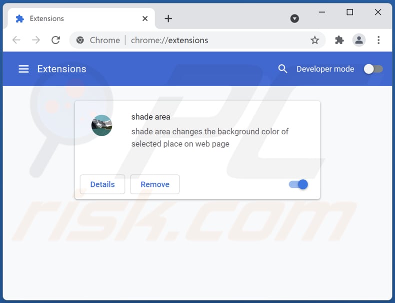 Remoção do adware shade area do Google Chrome passo 2