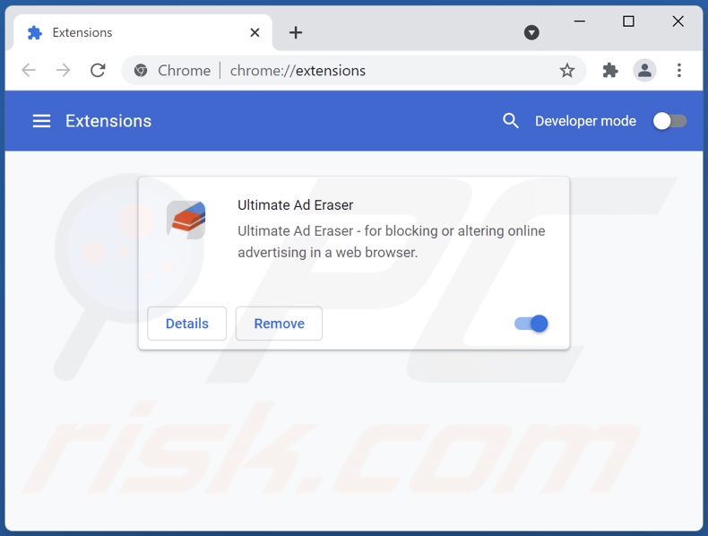 Remoção dos anúncios Ultimate Ad Eraser do Google Chrome passo 2