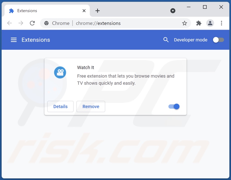 Remover os anúncios Watch It do Google Chrome passo 2