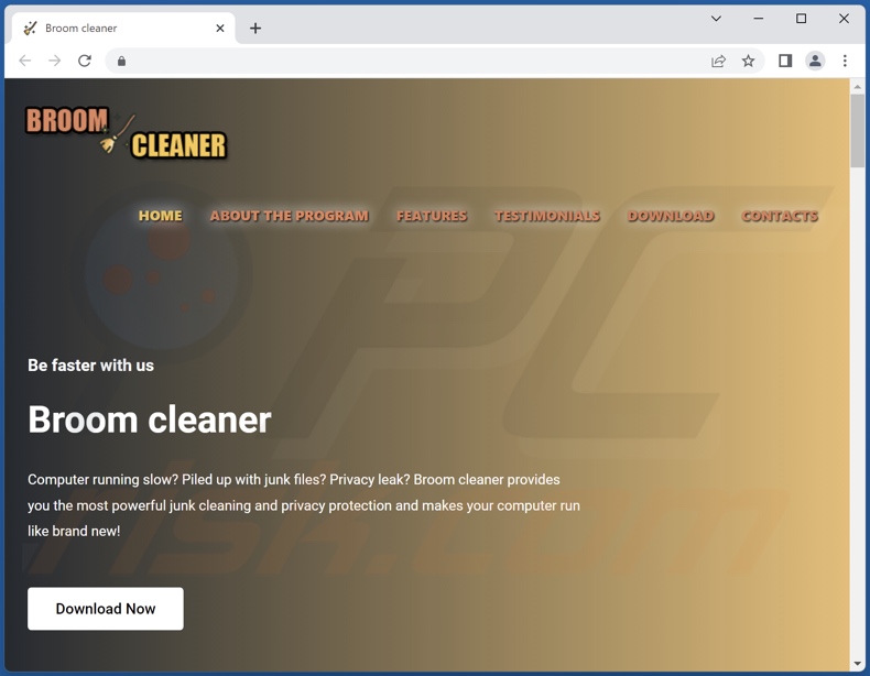 Site que promove a API Broom Cleaner