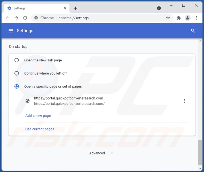 Remoção de motor de pesquisa falso da página inicial do Google Chrome