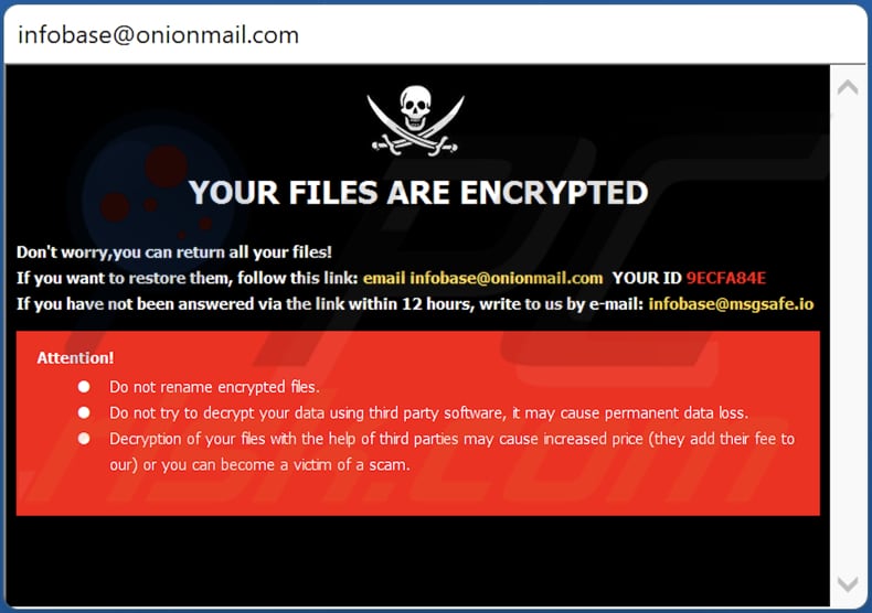 Ficheiro de texto do ransomware info (Info.hta)