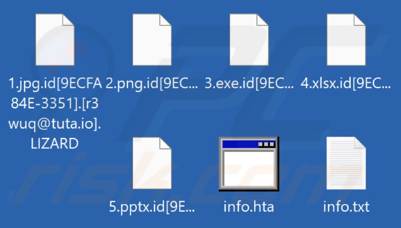 Ficheiros encriptados pelo ransomware LIZARD (extensão .LIZARD)