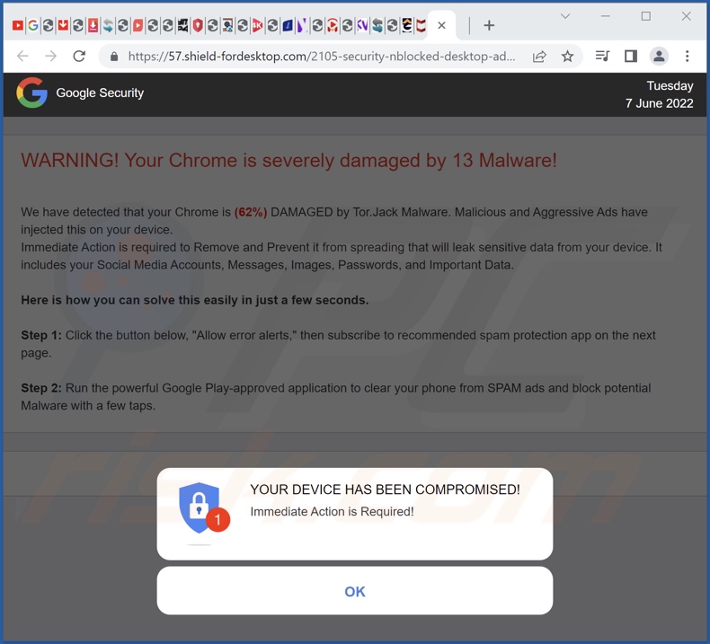 Fraude promovida em shield-fordesktop[.]com 1