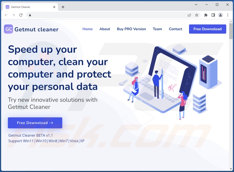 Site a promover a API Getmut Cleaner