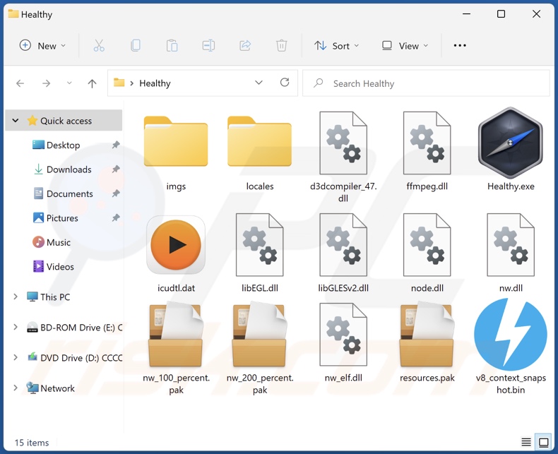 pasta de instalação do adware Healthy