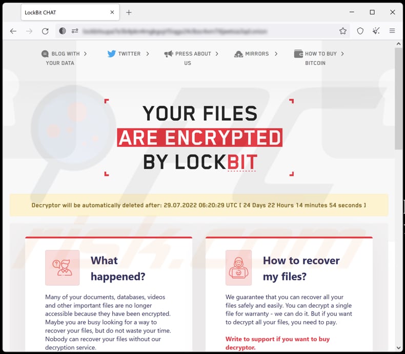chat do site do ransomware LockBit 3.0