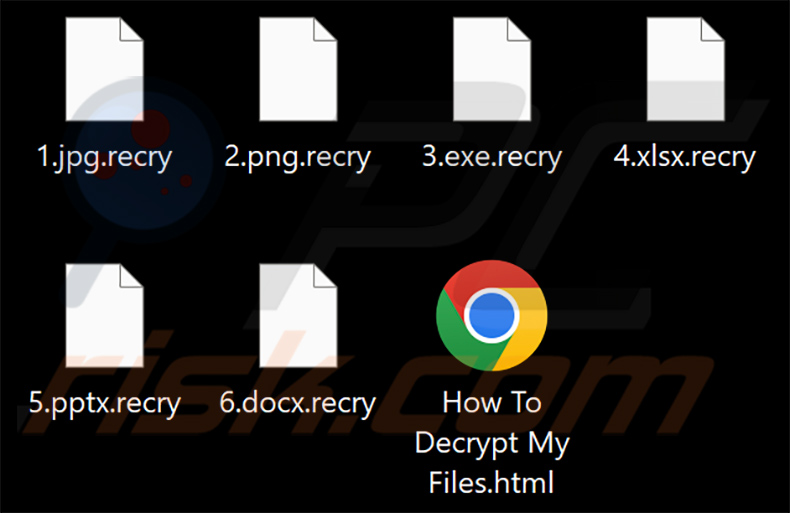 Ficheiros encriptados pelo ransomware NoCry (extensão .recry)