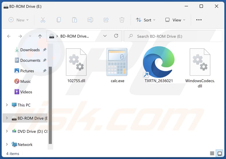 conteúdo malware do ficheiro iso malicioso de windows calculator