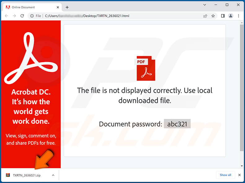 ficheiro html de malware utilizado para a distribuição de windows calculator