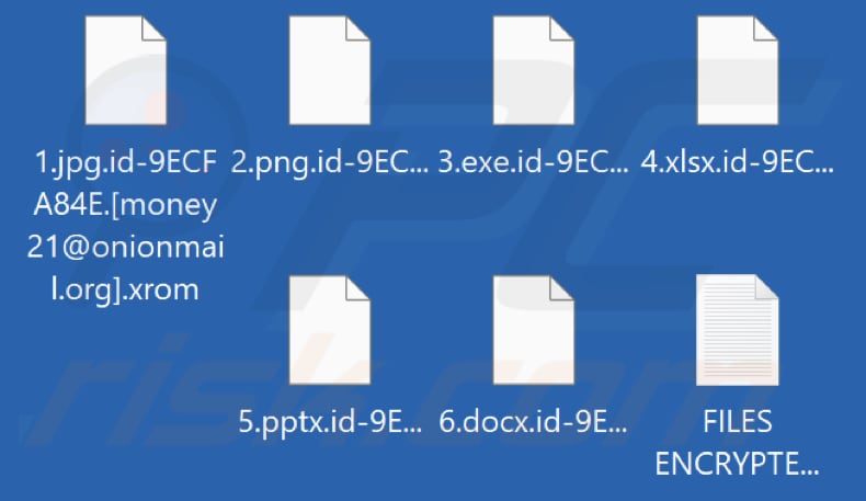 Ficheiros encriptados pelo ransomware Xrom (extensão .xrom)