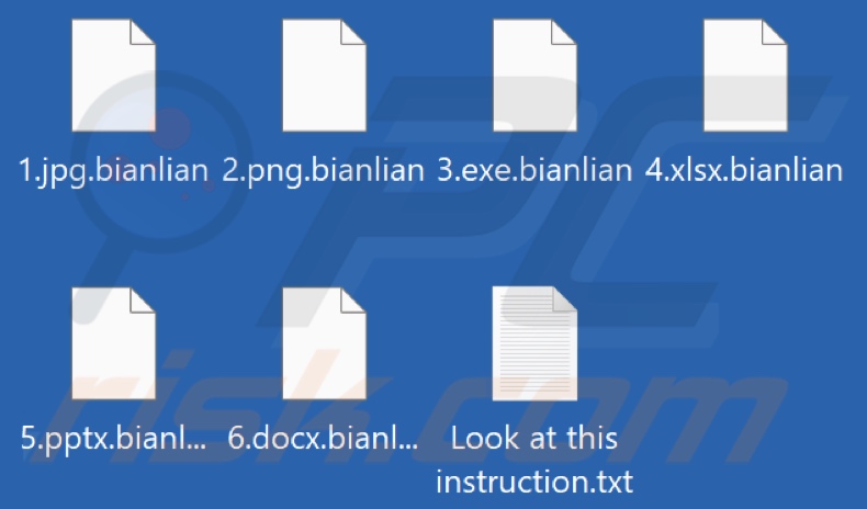 Ficheiros encriptados pelo ransomware BianLian (extensão .bianlian)