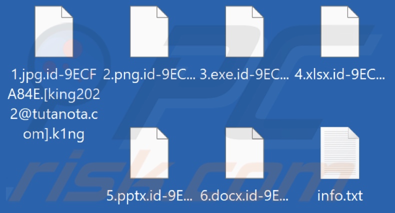 Ficheiros encriptados pelo ransomware K1ng (extensão .k1ng)