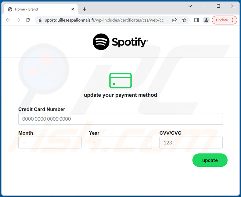 site de phishing - sportquillesespalionnais.fr - promovido via tema Spotify spam email (2022-08-19)