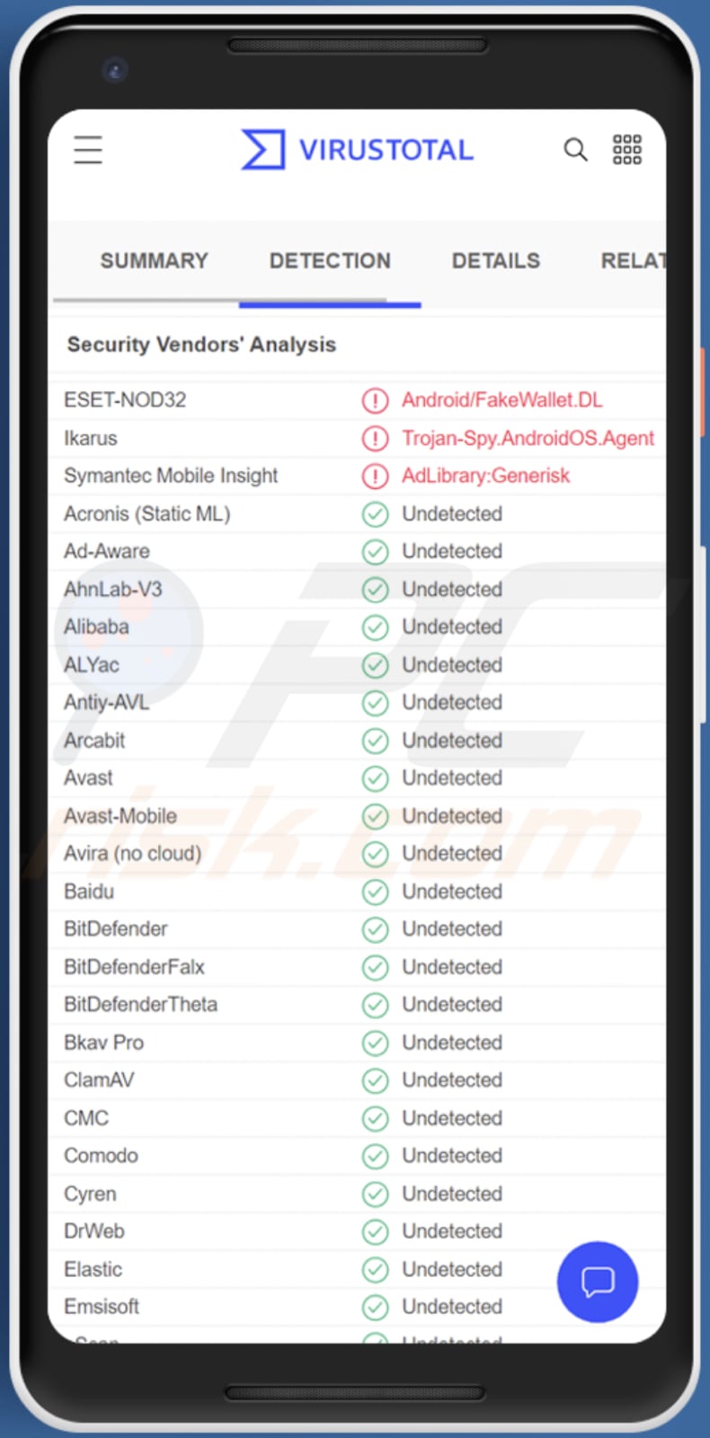 Aplicação falsa Trust Wallet