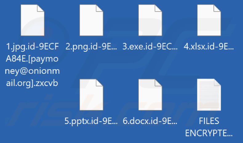 Ficheiros encriptados pelo ransomware Zxcvb (extensão .zxcvb)