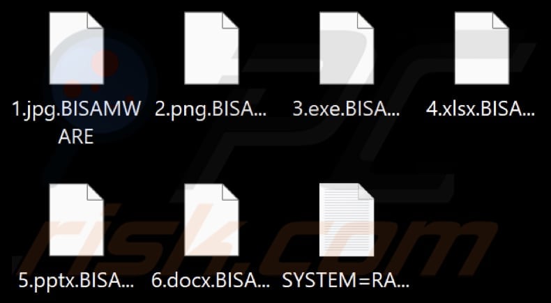 Ficheiros encriptados peo ransomware BISAMWARE (extensão .BISAMWARE)