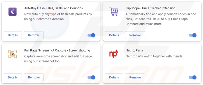 Exemplos Cookie stuffing browser extension