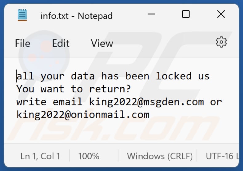 ficheiro txt do ransomware gnik (info.txt)