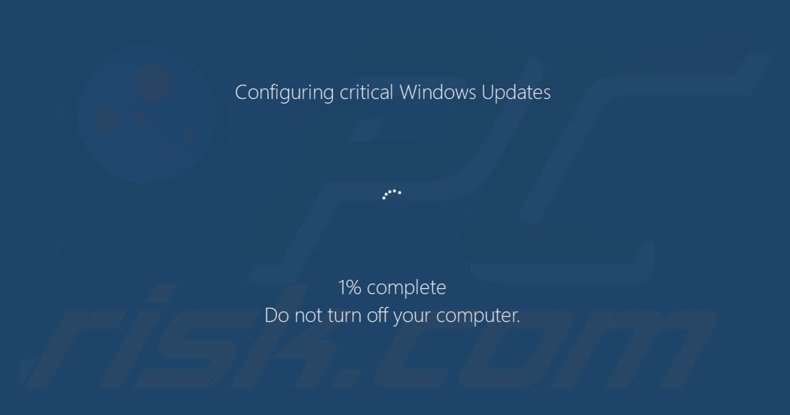 o ransomware HORNET exibia um ecrã de actualização do SO Windows falso