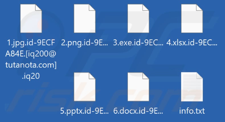 Ficheiros encriptados pelo ransomware Iq20 (extensão .iq20)
