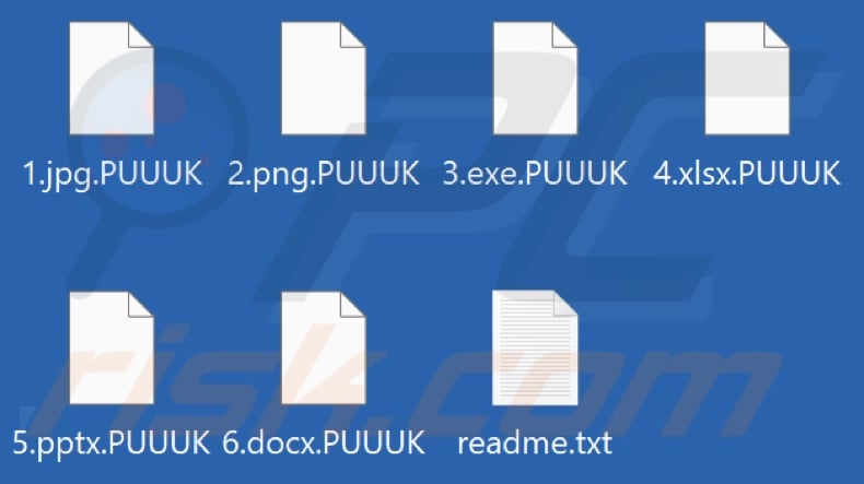 Ficheiros encriptados pelo ransomware MONTI (extensão constituída por cinco caracteres aleatórios)
