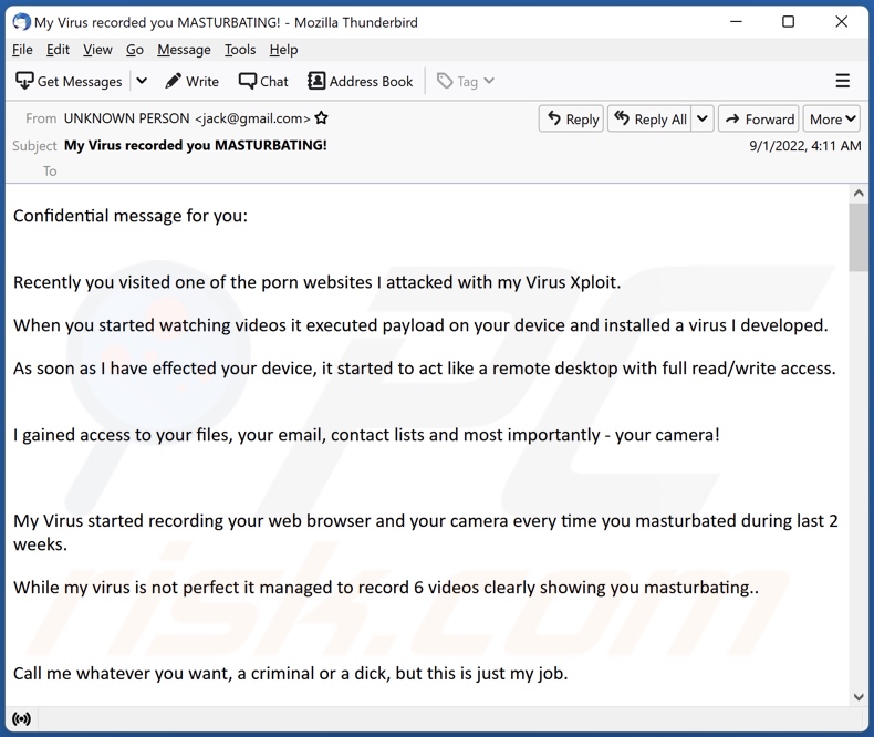 campanha de spam por email Porn Websites I Attacked With My Virus Xploit