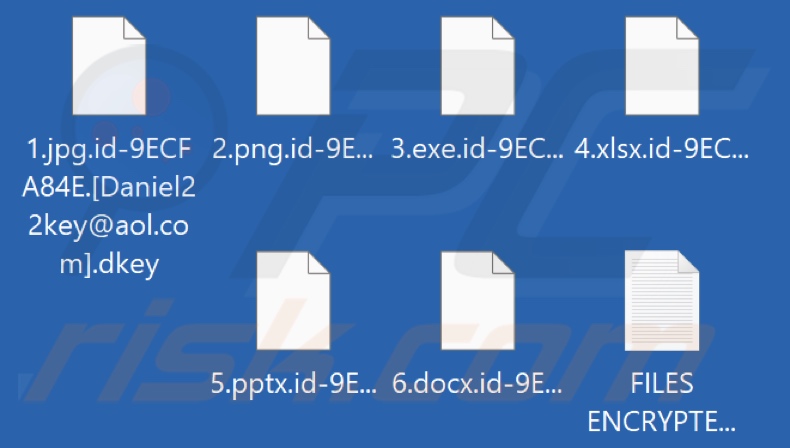 Ficheiros encriptados pelo ransomware Dkey (extensão .dkey)