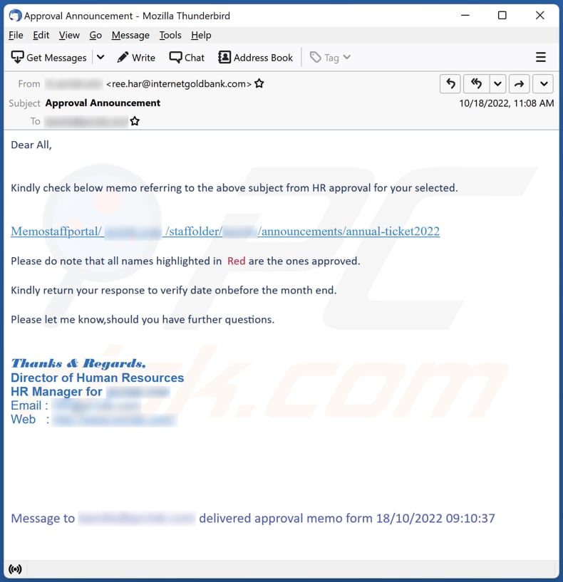 Campanha da fraude de RH (Human Resources)