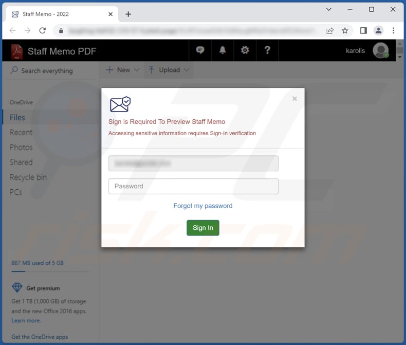hr human resources email da fraude site phishing 