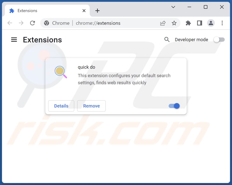 Remoção das extensões quicknewtab.com relacionadas com o Google Chrome