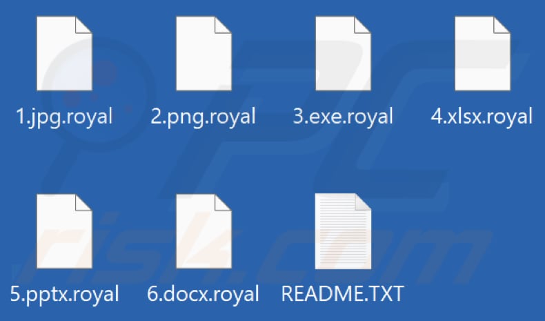 Ficheiros encriptados pelo ransomware Royal (extensão .royal)