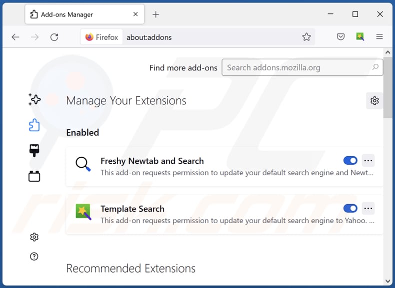 Remoção das extensões do Mozilla Firefox relacionadas com o securesearch.pro