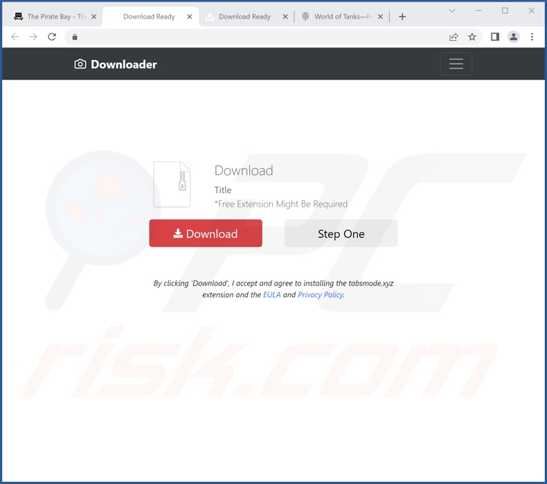 Site de promoção do sequestrador de navegador TabsMode