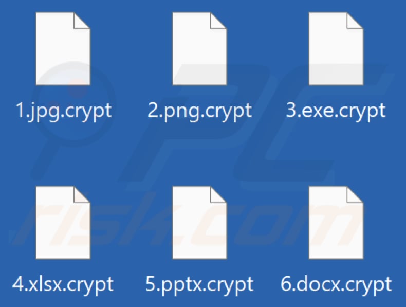 Ficheiros encriptados pelo ransomware ARCrypter (extensão .crypt)