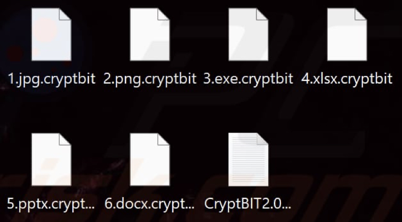 Ficheiros encriptados pelo ransomware CryptBIT 2.0 (extensão .cryptBIT)
