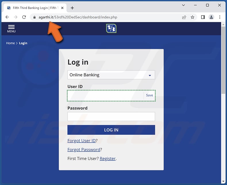 fifth third bank página de phishing do e-mail fraude