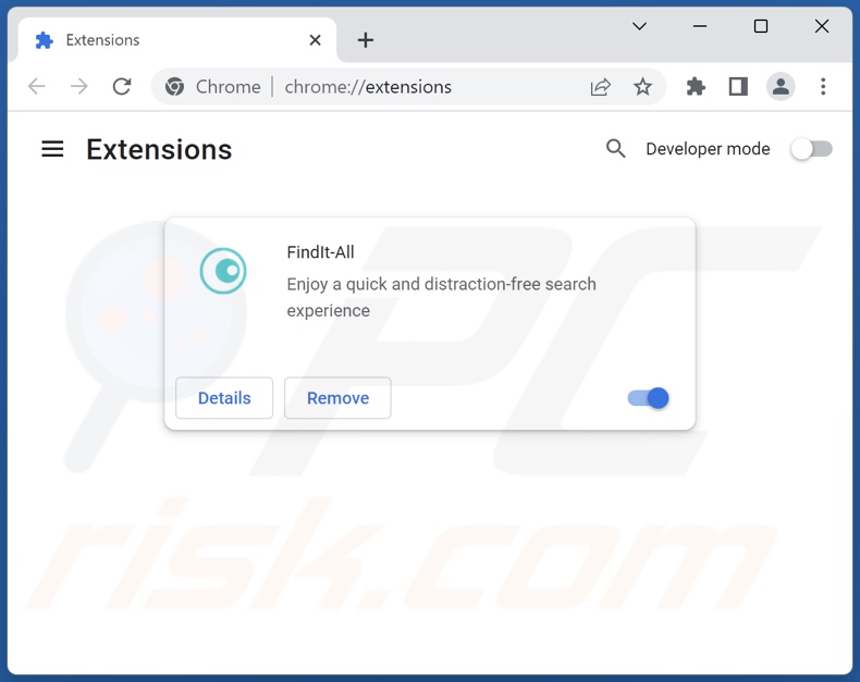 Remoção das extensões find.findit-all.com relacionadas com o Google Chrome