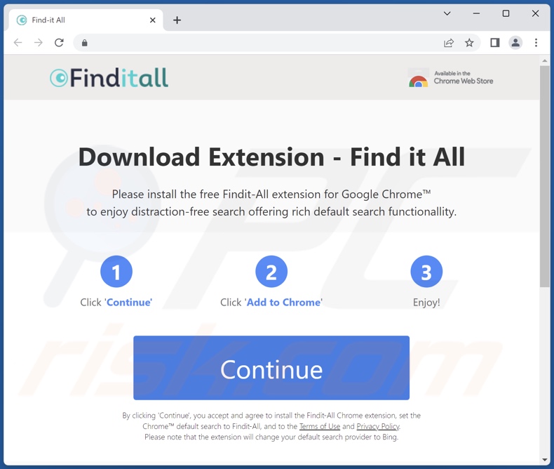 Site utilizado para promover o sequestrador de navegador FindIt-All