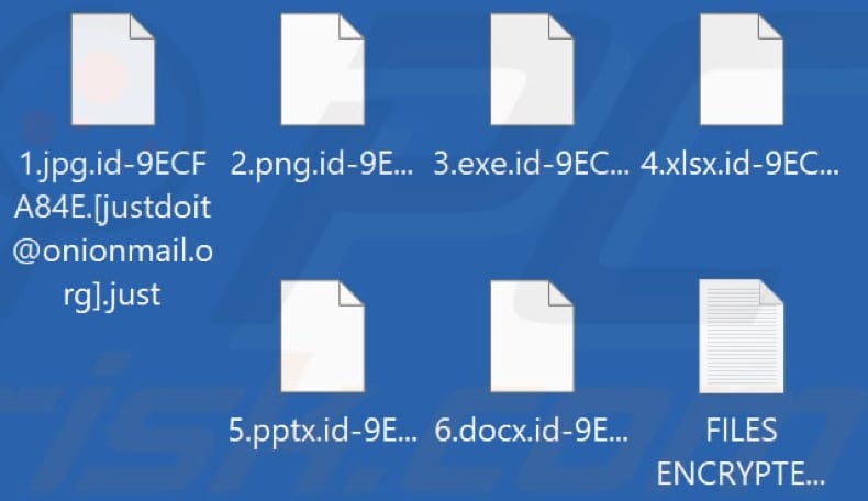 Ficheiros encriptados pelo ransomware Just (extensão .just)