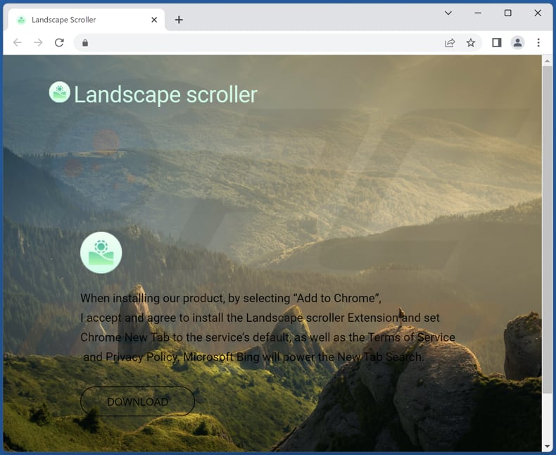 Segundo site a promover o sequestrador de navegador Landscape Scroller