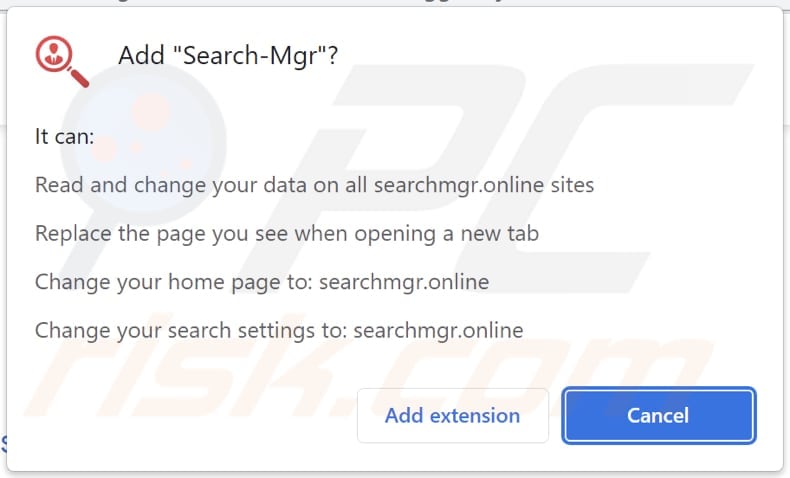 Search-Mgr permissões de sequestrador do navegador