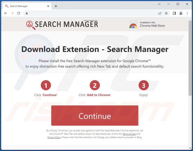 Site utilizado para promover o sequestrador de navegador Search-Mgr