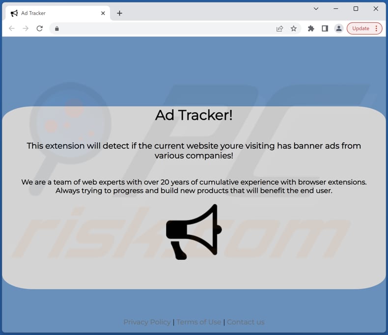 site de promoção do adware ads tracker