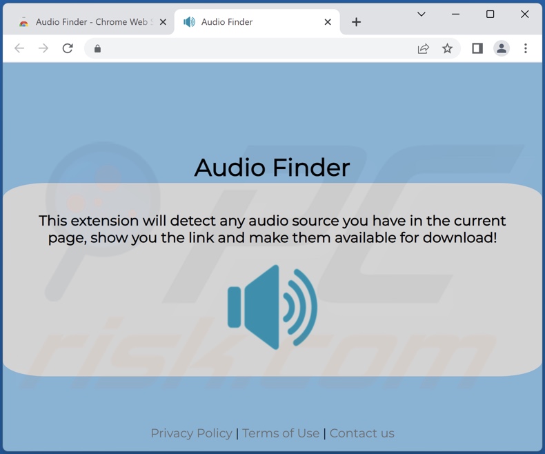 Site que promove o adware Audio Finder